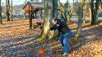 Super Normand s'amuse avec une citrouille